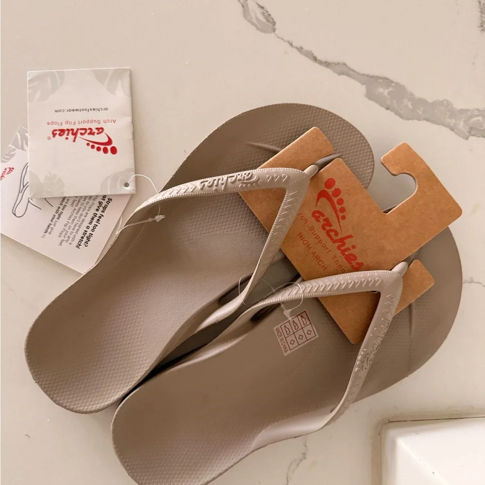 Archies High Arch Sandals in Taupe Nude NWT arch support orthotic flip flops - Picture 6 of 6